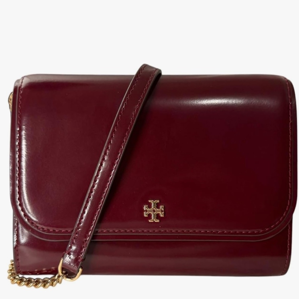 Tory Burch Emerson Burgundy Leather Crossbody Bag